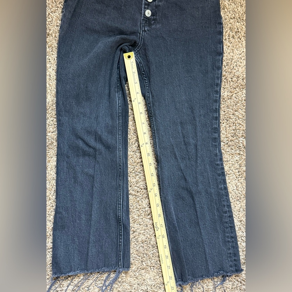 Abercrombie & Fitch The Kick Flare Ultra High Rise Jean Black Button Fly  25/0 S - Picture 5 of 6